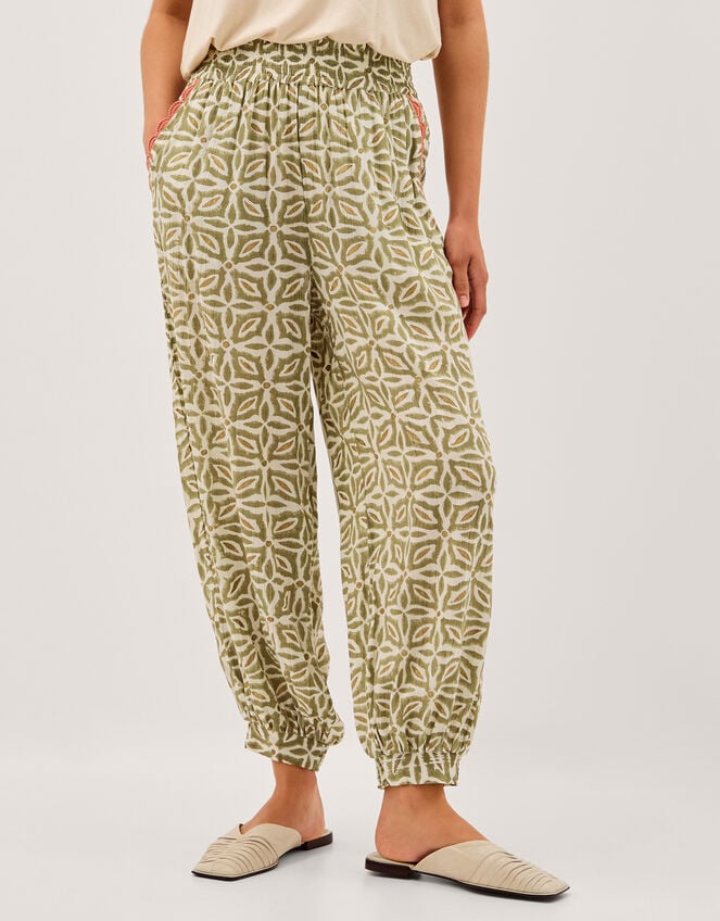 Elma Print Balloon Pants, Green (KHAKI), large