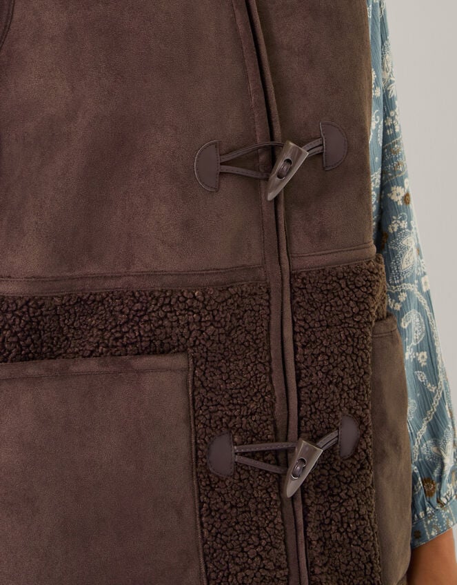 Teri Borg Duffle Vest, Brown (CHOCOLATE), large