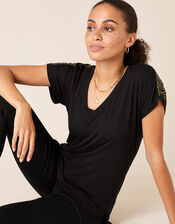 Heat-Seal Gem Jersey T-Shirt, Black (BLACK), large