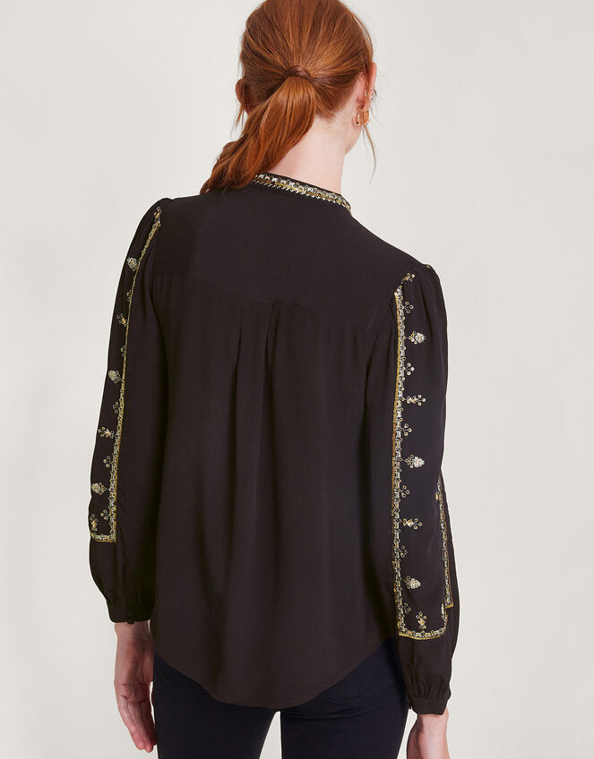 Glenna Embellished Blouse, Black (BLACK), large