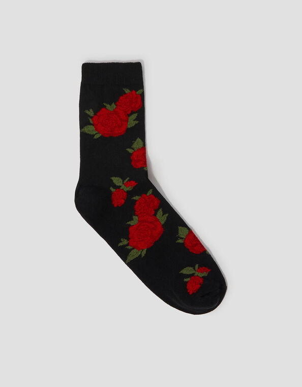 Rose Print Socks, , large