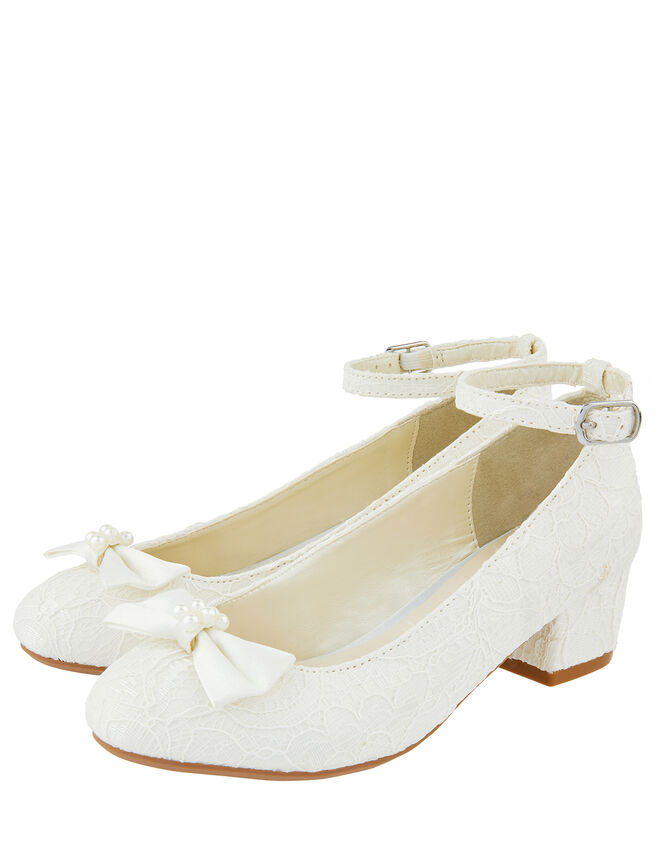 Lara Shimmer Lace Heels, Ivory (IVORY), large