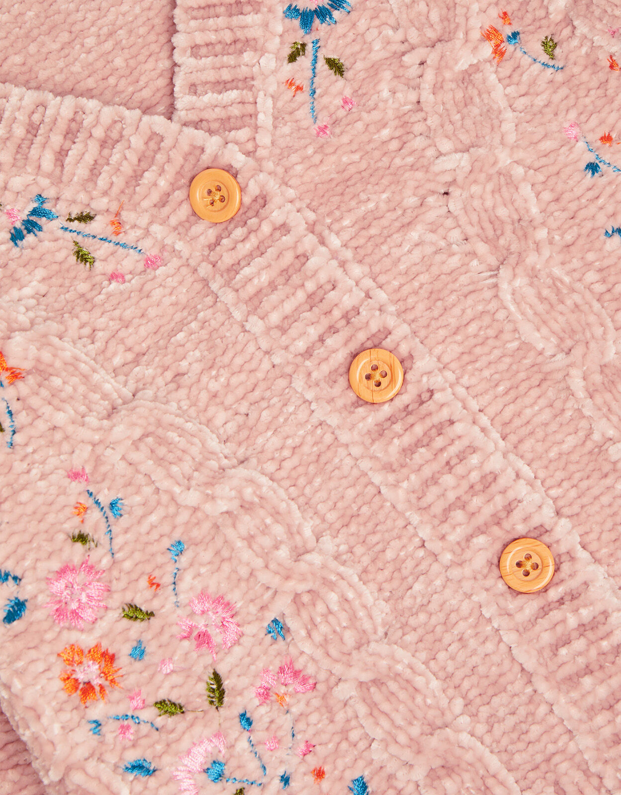 Boutique Chenille Embroidered Cardigan Pink