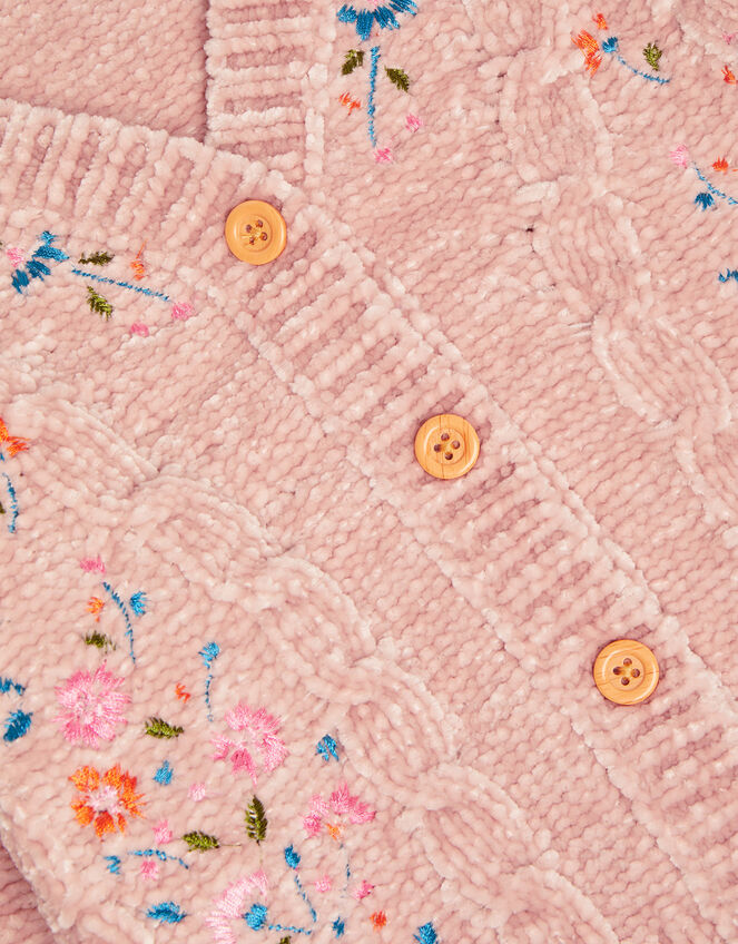 Boutique Chenille Embroidered Cardigan, Pink (PINK), large
