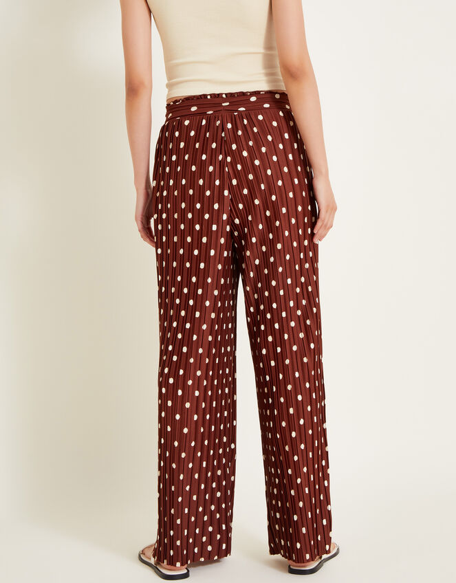 Paris Spot Plisse Trousers, Brown (BROWN), large