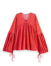 Scotch & Soda Abstract Print Crinkle Top, Pink (PINK), large