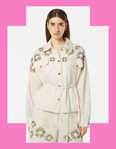 Scotch & Soda Embellished Belted Shacket, Ivory (IVORY), large