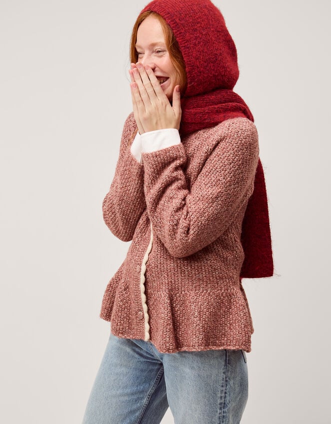 Suki Scallop Peplum Cardigan, Pink (ROSE PINK), large