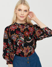 Danny Paisley Print Top, Black (BLACK), large