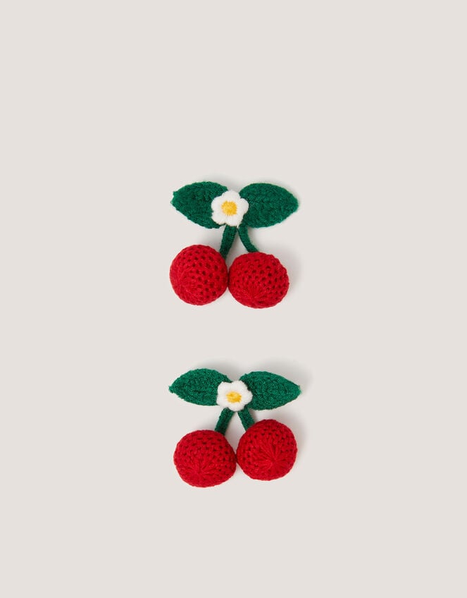 2-Pack Crochet Cherry Hair Clips, , large