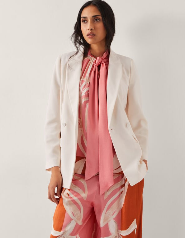 Ashley Double-Breasted Blazer, Ivory (IVORY), large