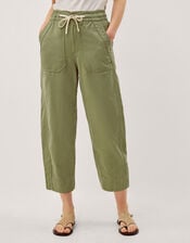 Megan Cropped Barrel Trousers, Green (KHAKI), large