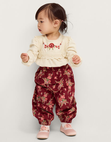 Baby Floral Top & Corduroy Trousers Set, Cream (CREAM), large