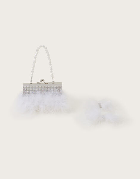 Dazzle Fluffy Frame Bag and Hair Clips Set, , large