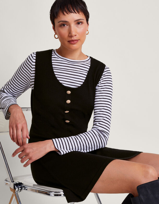 Phene Pinafore Mini Dress, Black (BLACK), large