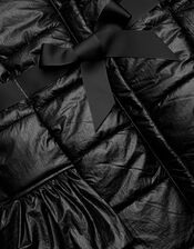 Shimmer Tiered Padded Coat with Hood, Black (BLACK), large