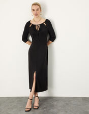 Plain Jersey Strappy Dress, Black (BLACK), large