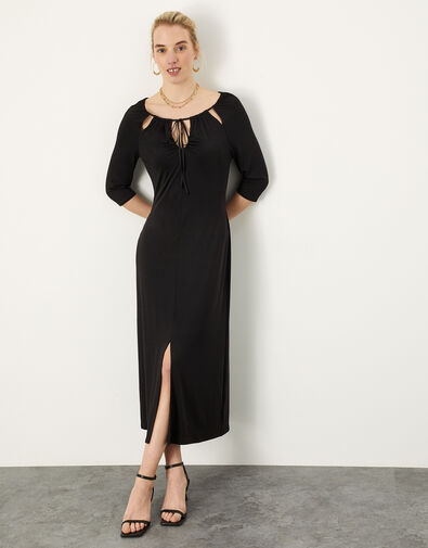 Plain Jersey Strappy Dress, Black (BLACK), large