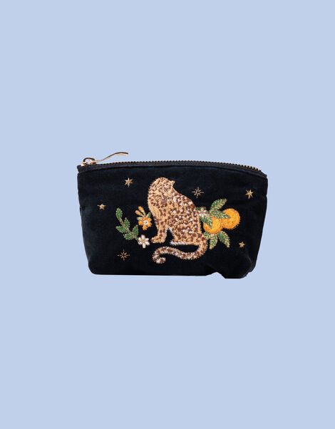 Elizabeth Scarlett Jungle Jaguar Velvet Coin Purse, , large