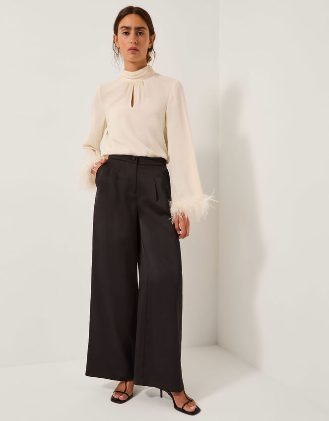 Luella Feather Cuff Top, Ivory (IVORY), large