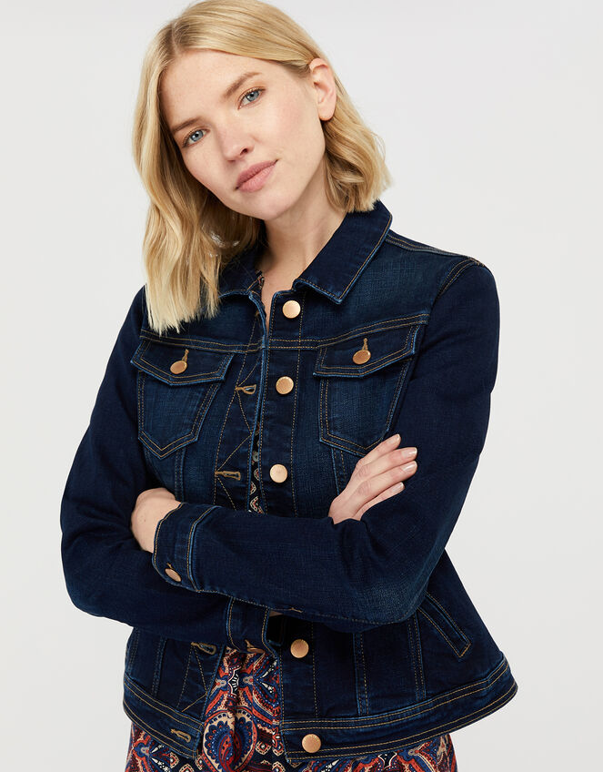 Daria Denim Jacket with Organic Cotton and Recycled Polyester, Blue (INDIGO), large