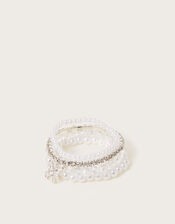 4-Pack Diamante Pearl Butterfly Bridesmaid Bracelets, , large