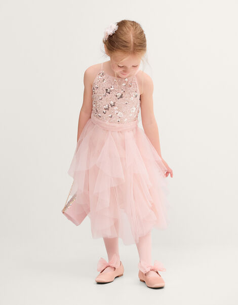 Gracie Embellished Waterfall Dress, Pink (PALE PINK), large