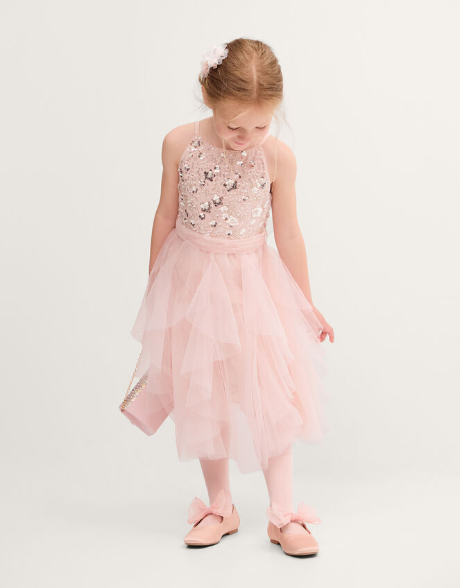 Gracie Embellished Waterfall Dress, Pink (PALE PINK), large
