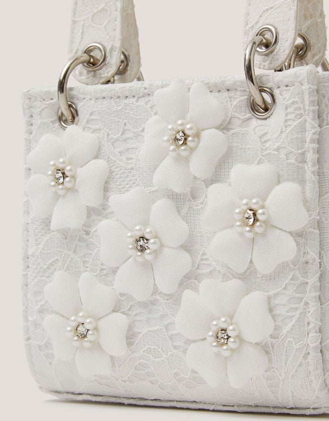 Embellished Floral Lacey Tote Bag , , large