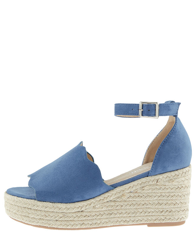 Savannah Scallop Wedge Heel Sandals, Blue (BLUE), large