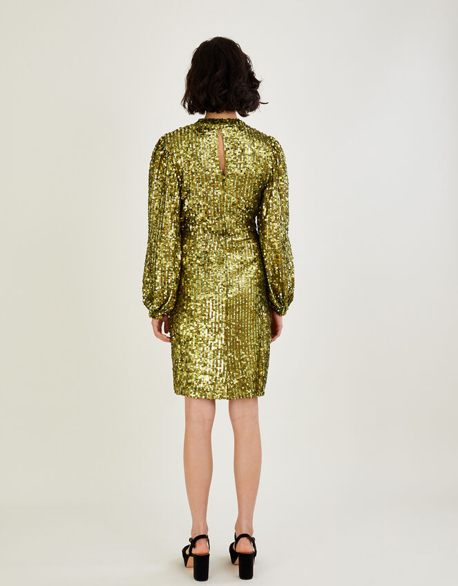 Jessica Sequin Wrap Dress in Recycled Polyester, Gold (GOLD), large