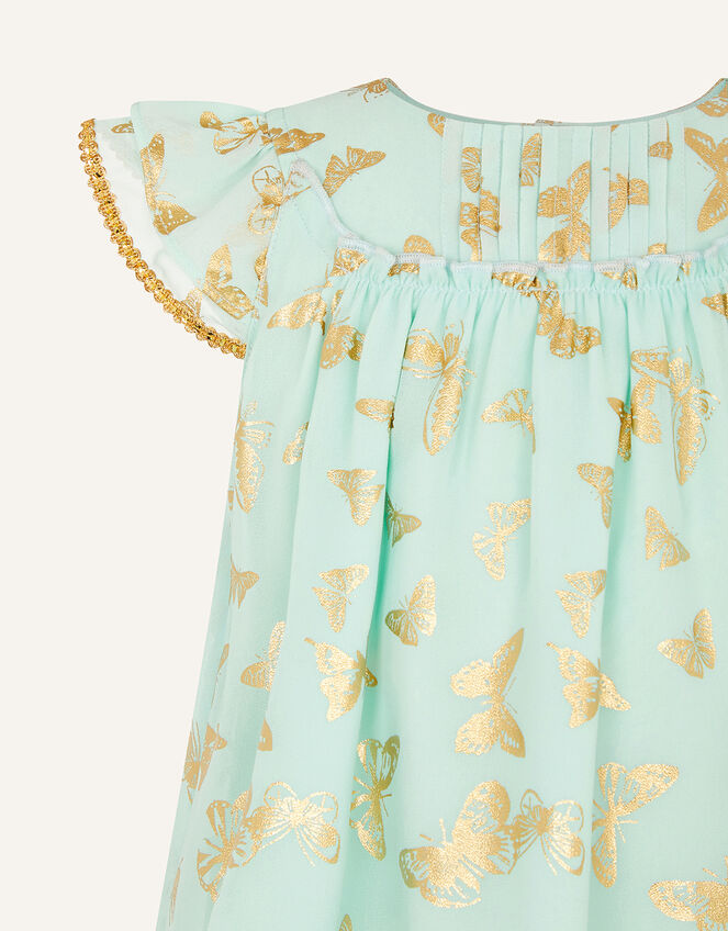 Baby Foil Butterfly Print Dress, Green (GREEN), large