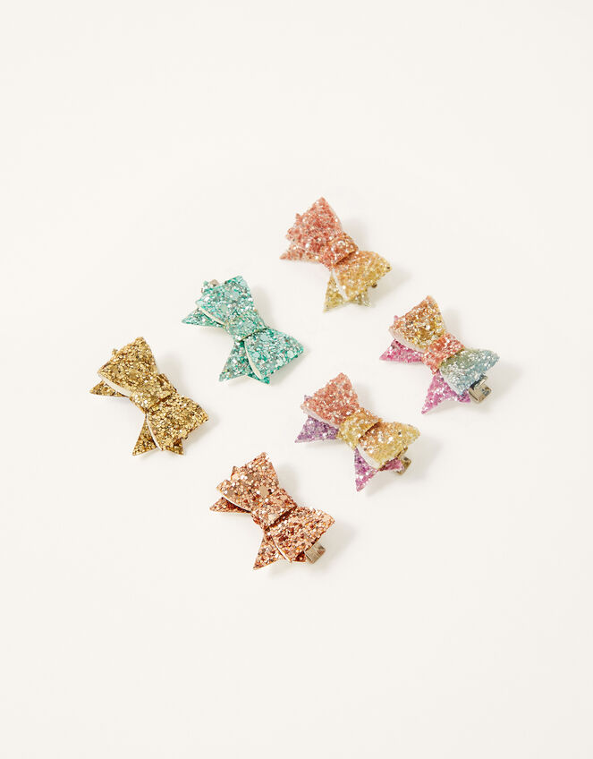 Rainbow Glitter Hair Clip Set, , large