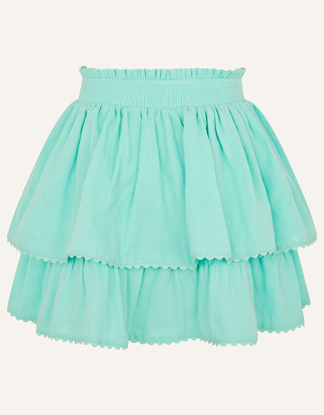 Frill Top and Skirt Set , Blue (AQUA), large