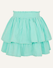Frill Top and Skirt Set , Blue (AQUA), large