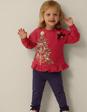 Christmas Tree Sweatshirt & Leggings Set, Red (BURGUNDY), large
