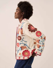 East Odeline Floral Embroidered Cotton Jacket, Ivory (IVORY), large