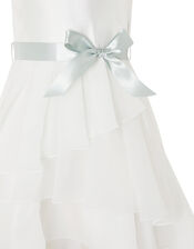 Tiered Organza Dress with Changeable Ribbons, Ivory (IVORY), large