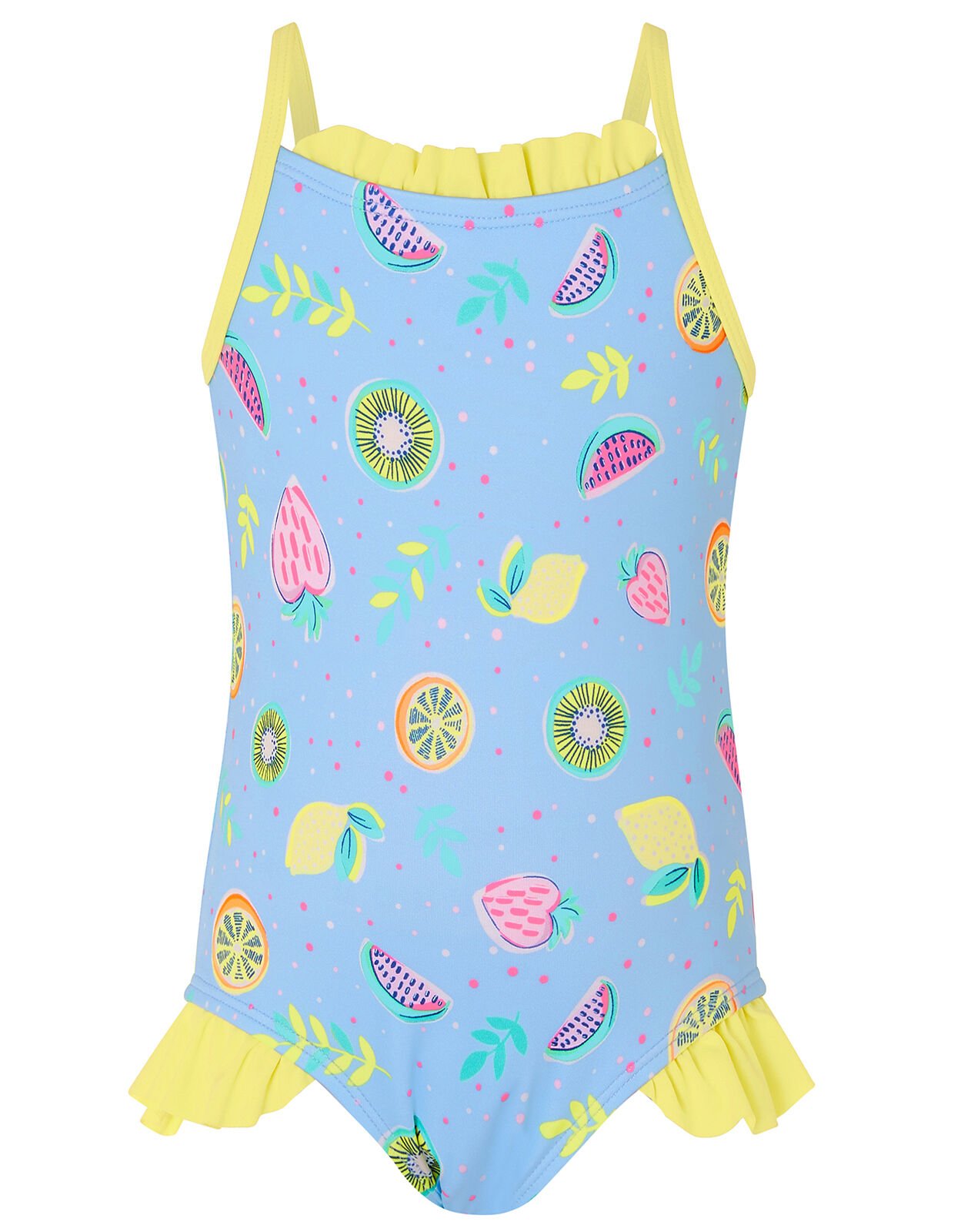 Baby Fruit Print Frill Swimsuit Blue Baby Girl Beach Swimwear Monsoon Global