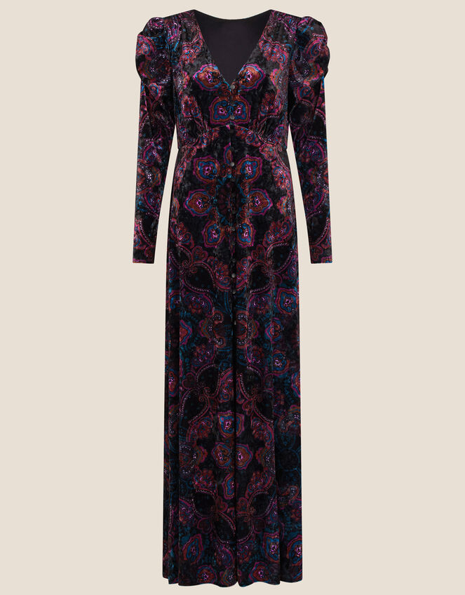 Victoria Printed Maxi Dress, Black (BLACK), large