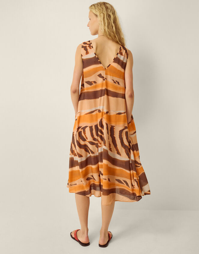 Nadia Sleeveless Animal Print Midi Dress, Brown (BROWN), large