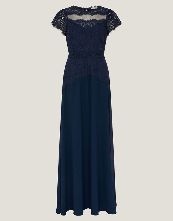 Monike Short Sleeve Lace Bridesmaid Dress, Blue (NAVY), large