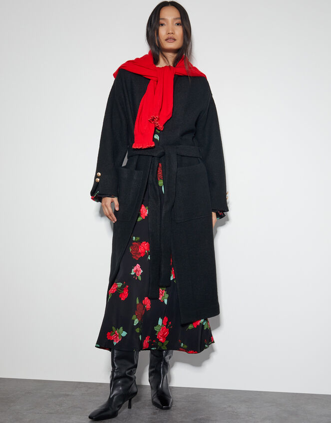 Wendy Open Front Knit Coat, Black (BLACK), large