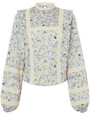 Floral and Broderie Lace Prairie Top, Purple (LILAC), large