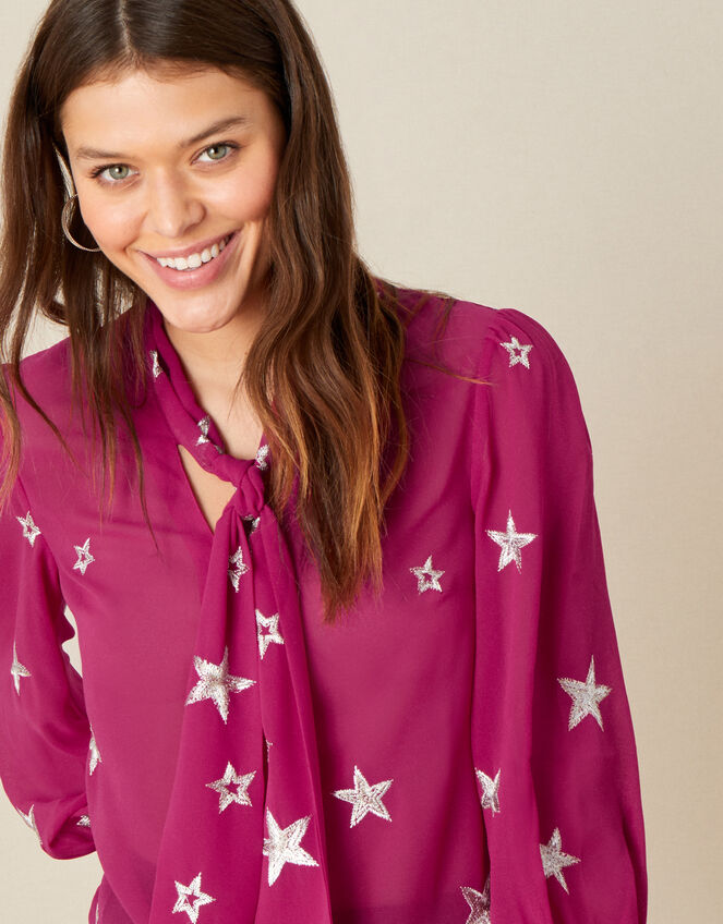 Liza Star Pussybow Blouse, Pink (PINK), large