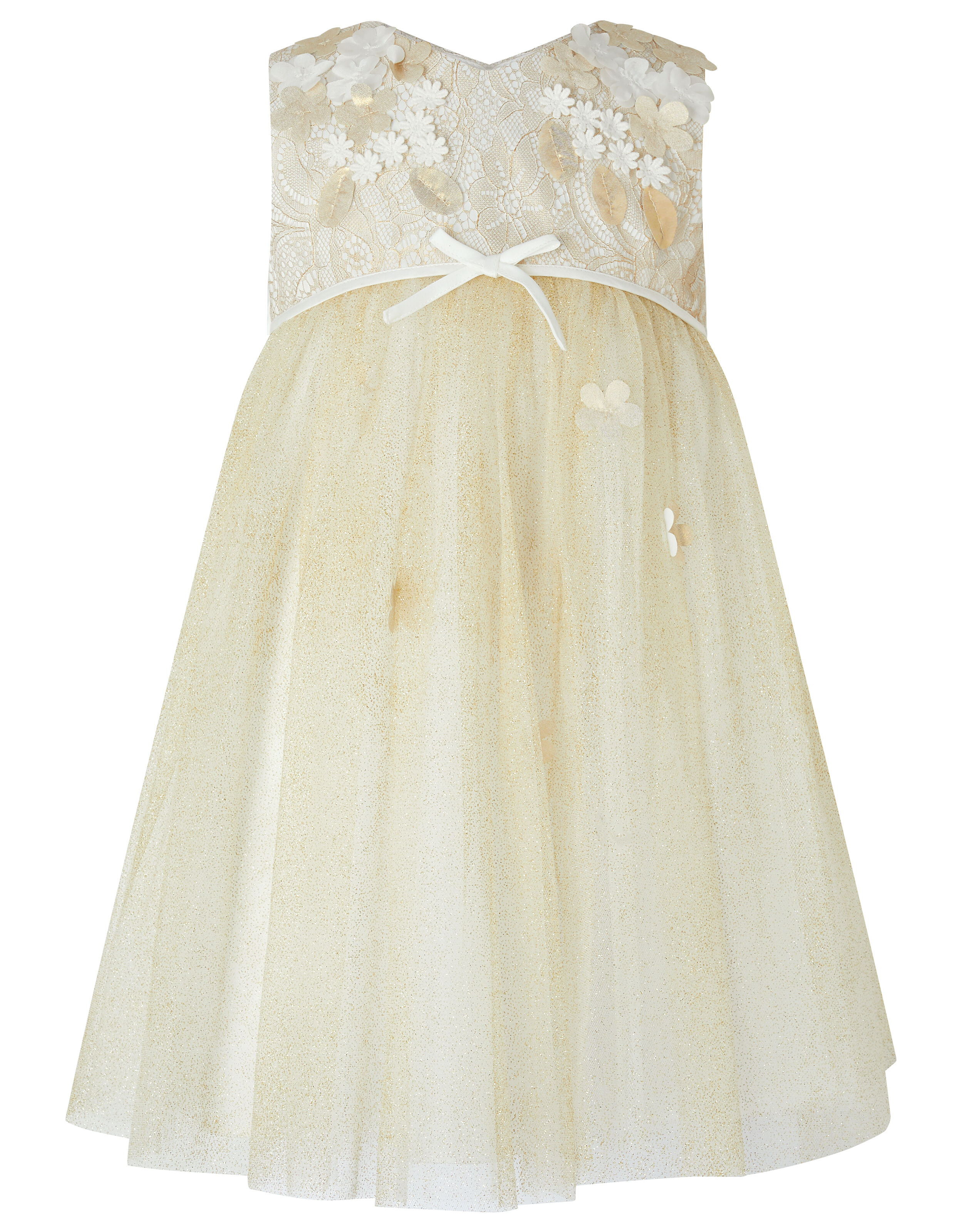 Baby Lilly Lace and Glitter Dress Gold Baby Girl Dresses