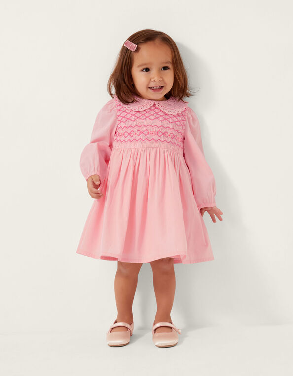 Baby Floral Smocked Dress & Briefs Set, Pink (PINK), large