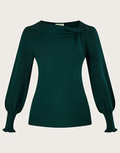 Twist Neck Jumper with LENZING™ ECOVERO™, Green (GREEN), large