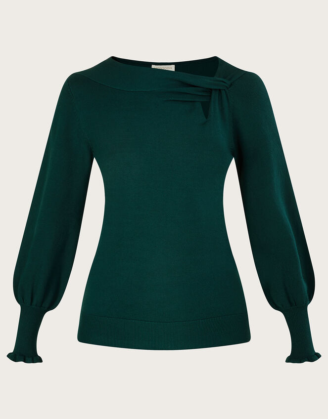 Twist Neck Sweater with LENZING™ ECOVERO™, Green (GREEN), large