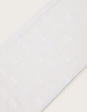 Semi-Sheer Bow Tights, White (WHITE), large